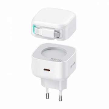 USAMS Ład. siec. 1xUSB-C ze zwijanym kablem USB-C (only head) PD+QC 35W Gan Fast Charging biały|white XMF Series CC202TC02 (US-CC202)