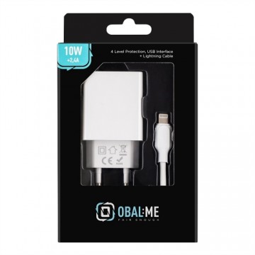 OBAL:ME Wall Charger USB-A 10W + USB-A|Lightning Cable 1m White