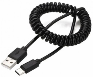 Kabelis Gembird USB Male - USB Type C Male Coiled 0.6m Black