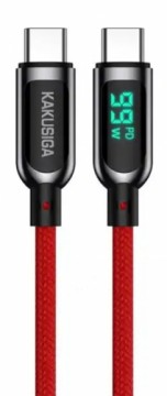 KAKUSIGA KSC-599 USB-C -> USB-C charging cable 100W | LCD display | 120 cm red