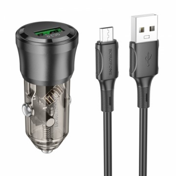 OEM Borofone Car charger BZ23 Noble - USB - QC 3.0 PD 18W with USB to Micro USB black