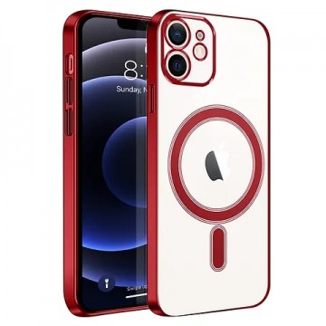 Fusion MagSafe Electroplate protect silicone case for Apple iPhone 15 Pro Max red