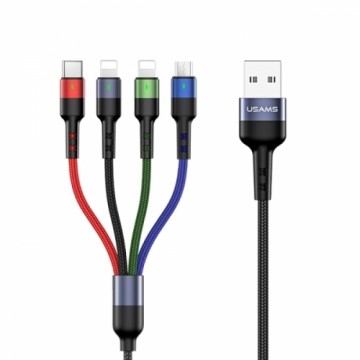 USAMS Kabel pleciony U26 4w1 3m 2A Fast Charge (2xlightning|microUSB|USB-C) SJ413USB01 (US-SJ413)