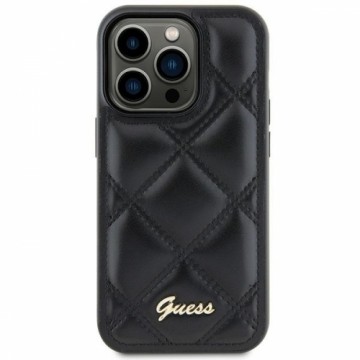 Guess GUHCS23FEPSQSQSK Samsung S23 FE S711 melns cietais futrālis Stepēts metāla logotips