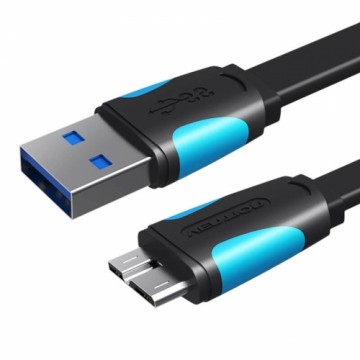 Plakanais USB 3.0 A-Micro-B kabelis Vention VAS-A12-B025 0,25 m melns