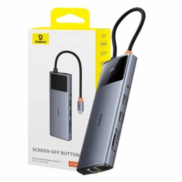 OEM Hub 10in1 Baseus Metal Gleam II Series, USB-C to 1xHDMI, USB-A (10Gbps), USC-C, 2xUSB-A, Ethernet RJ45, SD|TF card, mini-jack 3,5mm, USB-C(PD)