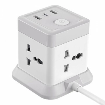 Power strip XO WL20 4x AC sockets, 1x USB-C, 2x USB-A, 2500W (white)