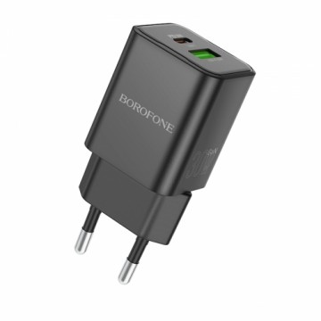 OEM Borofone Wall charger BN14 Royal - USB + Type C - QC 3.0 PD 30W black