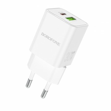 Borofone Wall charger BN14 Royal - USB + Type C - QC 3.0 PD 30W white