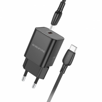 OEM Borofone Wall charger BN13 Safety - Type C - PD 30W with Type C to Type C cable black