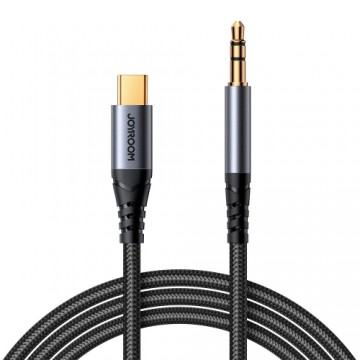 Joyroom stereo audio cable AUX 3.5 mm mini jack - USB-C for phone 1.2 m black (SY-A07)