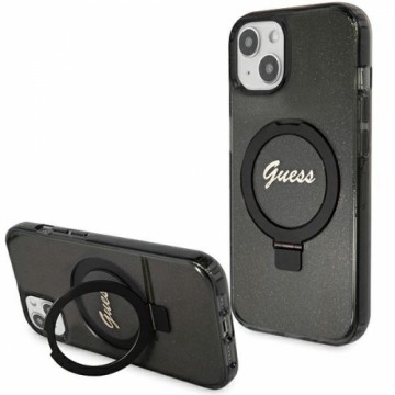 Guess GUHMP14SHRSGSK iPhone 14 | 15 | 13 6.1" czarny|black hardcase Ring Stand Script Glitter MagSafe