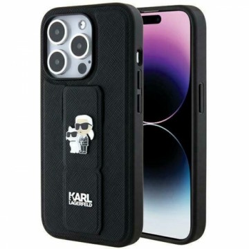 Karl Lagerfeld KLHCP13LGSAKCPK iPhone 13 Pro | 13 6,1" melns cietais maciņš Gripstand Saffiano Karl&Choupette Pins