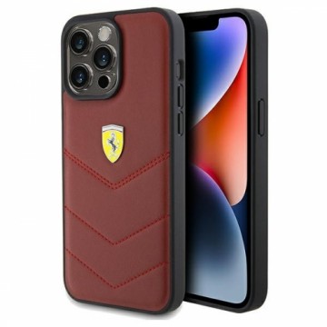 Ferrari FEHCP15XRDUR iPhone 15 Pro Max 6.7" czerwony|red hardcase Leather Stitched Lines