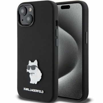 Karl Lagerfeld KLHCP15SSMHCNPK iPhone 15 6.1" black Silicone Choupette Metal Pin