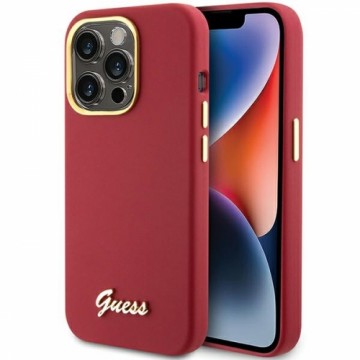 Guess GUHCP15XSMBSLM iPhone 15 Pro Max 6.7" magenta hardcase Silicone Script Metal Logo & Frame