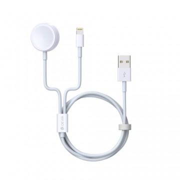 Devia cable Smart 2in1 V2 USB - Lightning white with inductive charger for Apple Watch