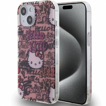 Hello Kitty HKHCP15SHDGPTP iPhone 15 6.1" różowy|pink hardcase IML Tags Graffiti