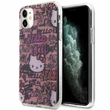 Hello Kitty HKHCN61HDGPTP iPhone 11 | Xr 6.1" różowy|pink hardcase IML Tags Graffiti