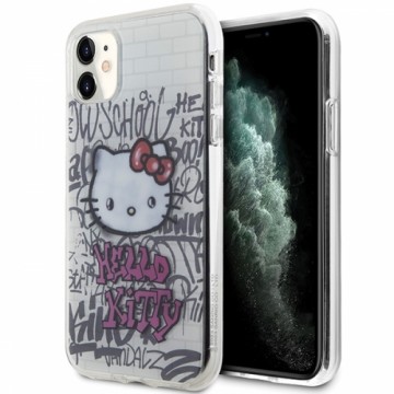 Hello Kitty HKHCN61HDGPHT iPhone 11 | Xr 6.1" biały|white hardcase IML Kitty On Bricks Graffiti