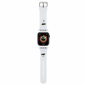 Karl Lagerfeld Pasek KLAWLSLKCNH Apple Watch 42|44|45|49mm biały|white strap 3D Rubber Karl&Choupette Heads