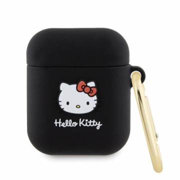 Hello Kitty HKA23DKHSK Airpods 1|2 cover czarny|black Silicone 3D Kitty Head