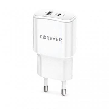 Forever TC-01-20AC PD QC charger 1x USB-C 1x USB 20W white