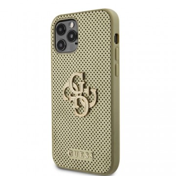 Guess PU Perforated 4G Glitter Metal Logo Case for iPhone 12|12 Pro Gold