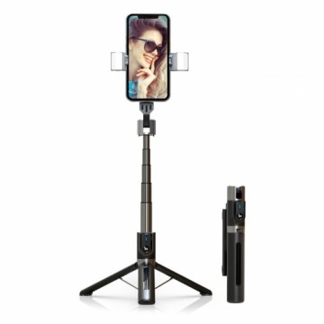 Selfie Stick - with detachable bluetooth remote control, tripod and 2 LED lights - P96D-2 BLACK