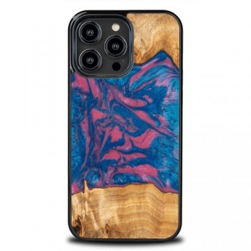 Wood and Resin Case for iPhone 14 Pro Max Bewood Unique Vegas - Pink and Blue