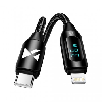 USB-C cable - Lightning Wozinsky WUCLC1 with LED display 36W 1m - black