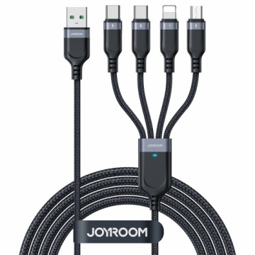 USB cable 4in1 USB-A - 2 x USB-C | Lightning | Micro for charging and data transmission 1.2m Joyroom S-1T4018A18 - black