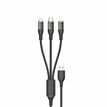 Fast charging cable 120W 1m 3in1 USB - USB-C | microUSB | Lightning Dudao L22X - silver