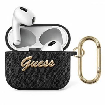 Guess GUA3SASMK AirPods 3 cover black|black Saffiano Script Metal Collection