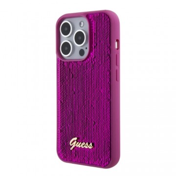 Guess Sequin Script Logo Case for iPhone 15 Pro Max Magenta