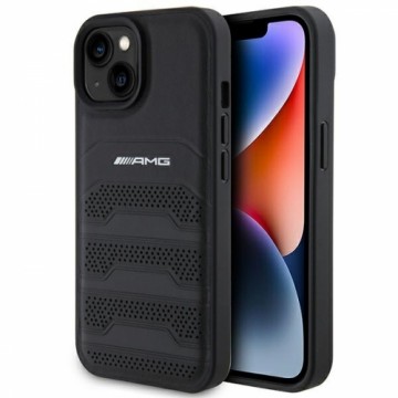 AMG AMHCP15SGSEBK iPhone 15 6,1" czarny|black hardcase Leather Debossed Lines