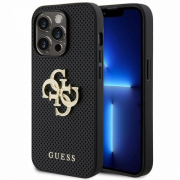 Guess GUHCP15LPSP4LGK iPhone 15 Pro 6.1" czarny|black hardcase Leather Perforated 4G Glitter Logo