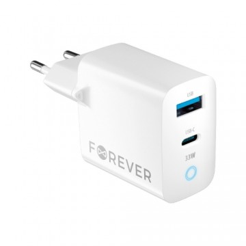 Forever TC-06-33AC GaN PD QC charger 1x USB-C 1x USB 33W white