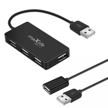 Maxlife Home Office USB 2.0 hub USB - 4x USB 0,15 m black + cable 1,5 m