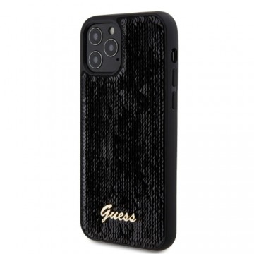 Guess Sequin Script Logo Case for iPhone 12|12 Pro Black