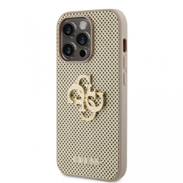 Guess PU Perforated 4G Glitter Metal Logo Case for iPhone 14 Pro Gold