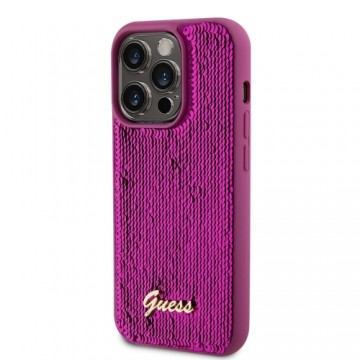 Guess Sequin Script Logo Case for iPhone 14 Pro Magenta