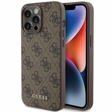 Guess GUHCP15XG4GFBR iPhone 15 Pro Max 6.7" brązowy|brown hard case 4G Metal Gold Logo