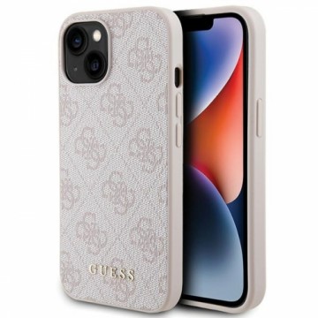 Guess GUHCP15SG4GFPI iPhone 15 6.1" różowy|pink hard case 4G Metal Gold Logo