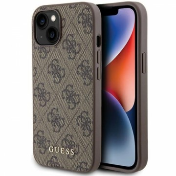 Guess GUHCP15SG4GFBR iPhone 15 6.1" brązowy|brown hard case 4G Metal Gold Logo