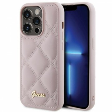 Guess GUHCP15LPSQSQSP iPhone 15 Pro 6.1" różowy|pink hardcase Quilted Metal Logo