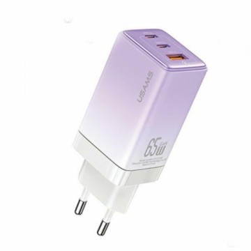 USAMS Ład. siec. 2xUSB-C+1xUSB 65W (only head) GaN PD3.0 +QC3.0 Fast Charging fioletowy|gradient purple Sandru Series CC180TC03 (US-CC180)