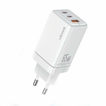 USAMS Ład. siec. 2xUSB-C+1xUSB 65W (only head) GaN PD3.0 +QC3.0 Fast Charging biały|white Sandru Series CC180TC02 (US-CC180)