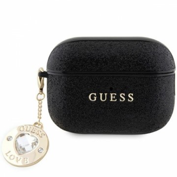 Guess GUAP2PGEHCDK AirPods Pro 2 cover czarny|black Fixed Glitter Heart Diamond Charm