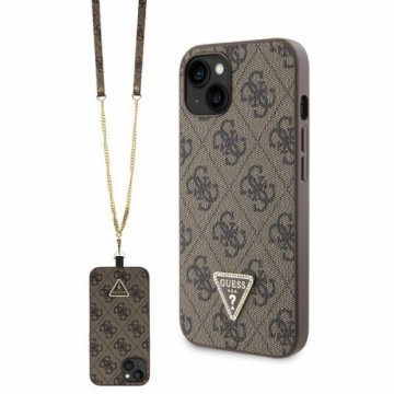 Guess GUHCP13MP4TDSCPW iPhone 13 6.1" brązowy|brown hardcase Crossbody 4G Metal Logo